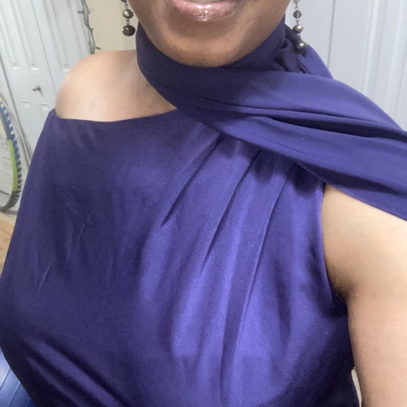 Eloquii Scarf Neck Fringe Dress, Purple, Size 16 NWT - Picture 12 of 16